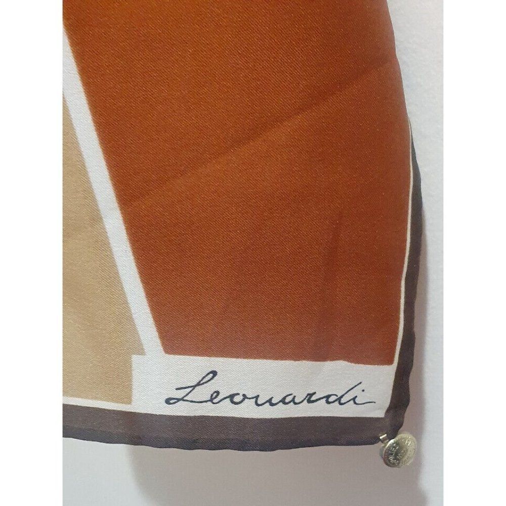 Leonardi Bright Colors Geometrical Design Scarf Silky Polyester Made in Italy! - Picture 4 of 6